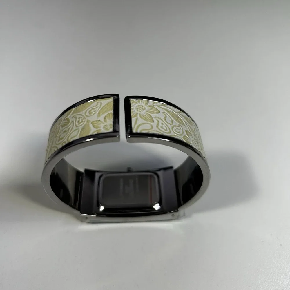 Chico's CH-921 Floral Cuff Watch Cream Silver‎ Tone Japan Movement NEW